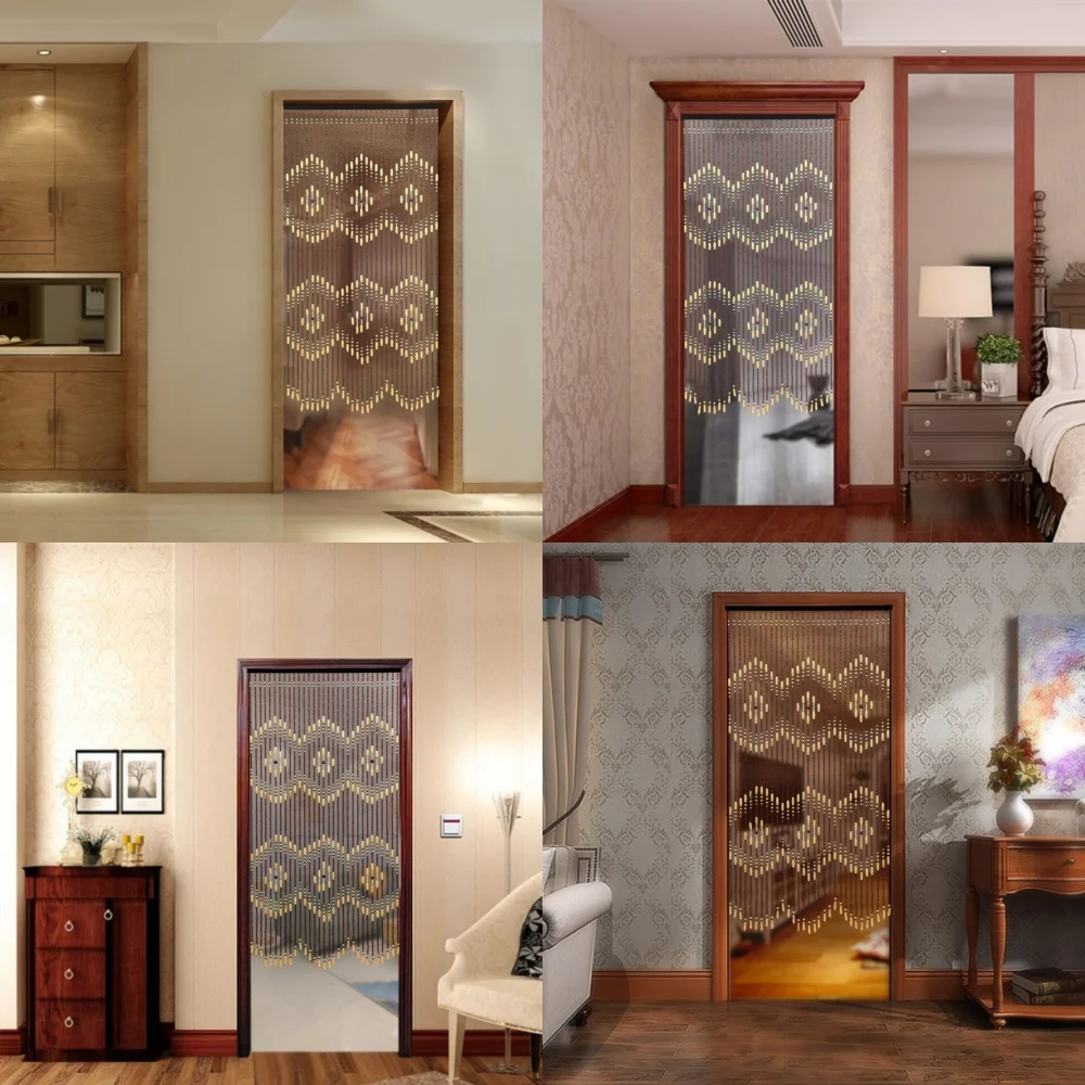 

Wooden Beaded Curtain Strand Door Room Divider Window Line 31 Row Natural Home Decor Privacy Screen Boho Room Separators for
