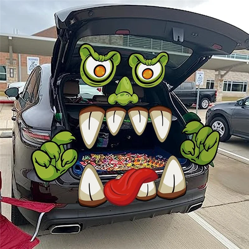 Reliable-Trunk Or Treat Car Decorations Kit For SUV, Halloween Cute Ogre Face Car Decorations Kit, Garage Door Decorations