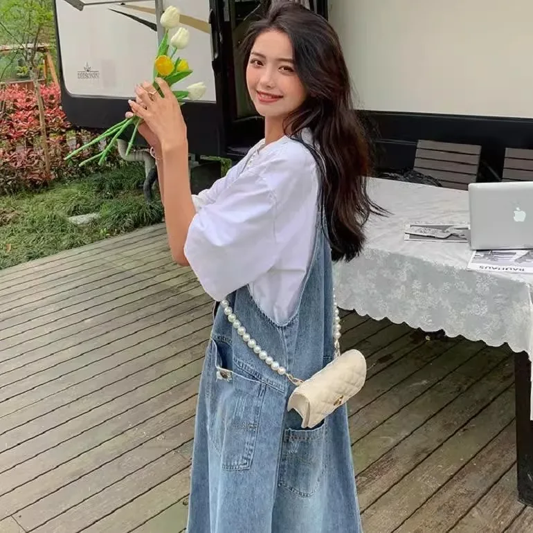 plus Size 300 Pounds Summer Thin Denim Overalls Design Sensation Youthful Fashionable Versatile Skirt Korean Style Commute Wind