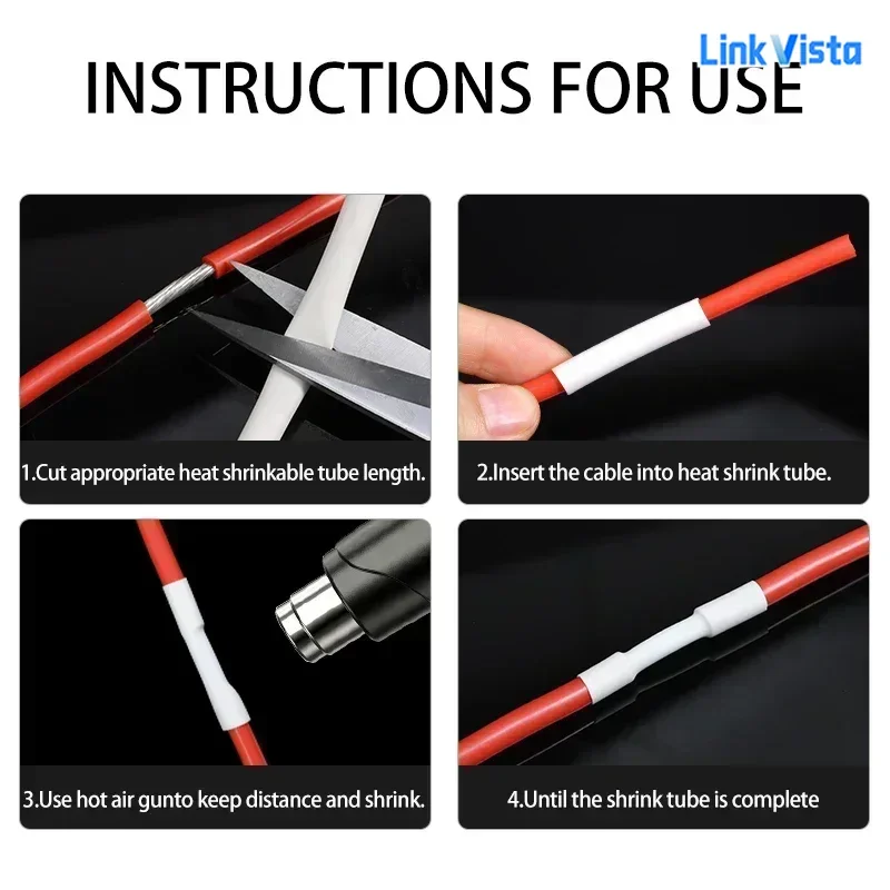 0.6-80mm ID Range White Heat Shrink Tubing 2:1 Shrink Ratio for Wire Connector Insulation, Waterproof Protection DIY Projects