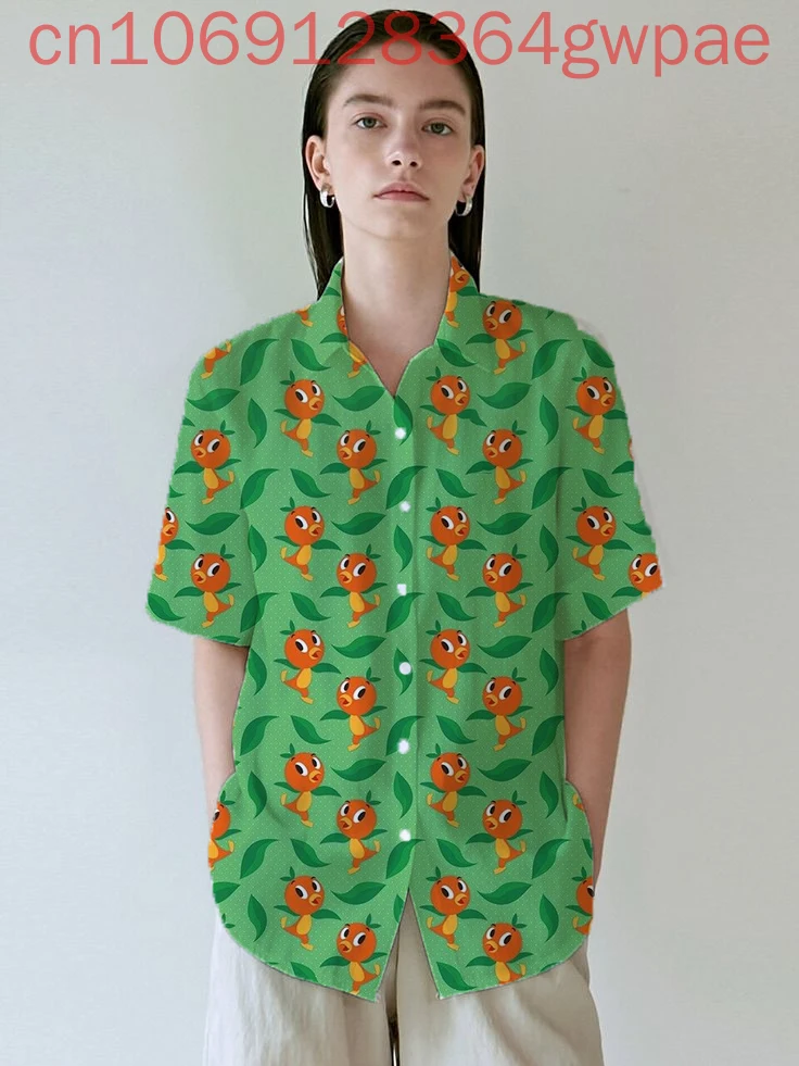Disney Orange Bird Women's Casual Short Sleeve Blouses Shirt Holiday Beach Hawaiian Shirt 3D Womens Elegant Hawaii Shirt