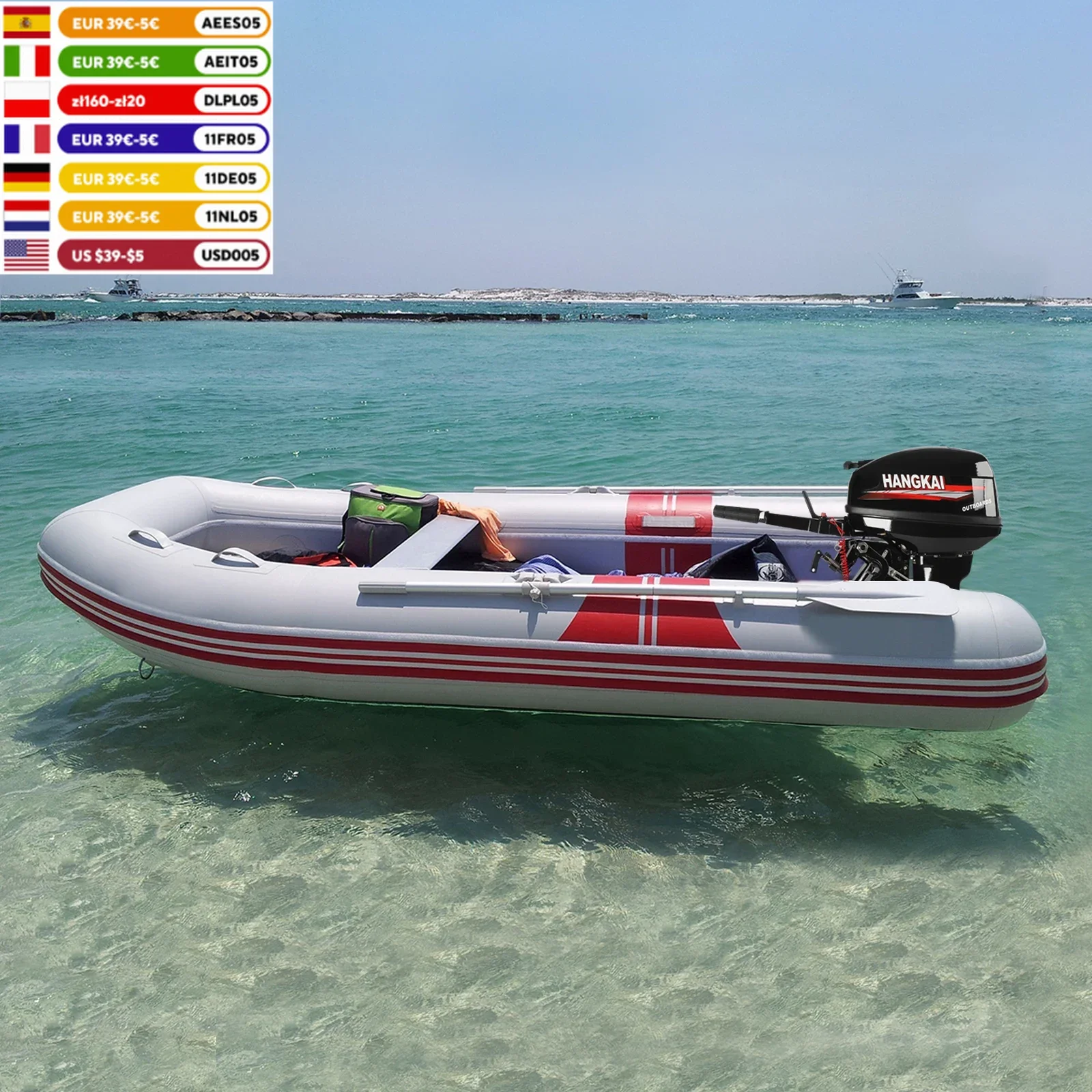 Hangkai 18 HP Boat Outboard Motor Long Shaft, 2 Strokes Inflatable Gasolina Boat Outboard Engine,Water Cooling System