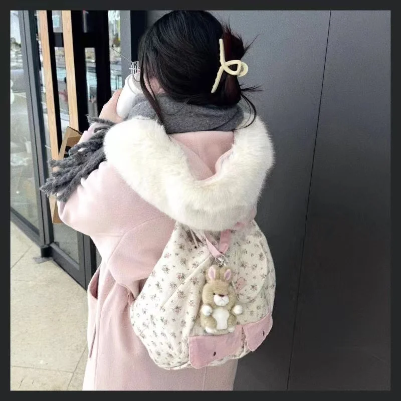 Backpacks for StudentsWomen Fashion New Casual Backpack Girls Sweet Kawaii Flower Schoolbags Y2k Aesthetic Chic All Match