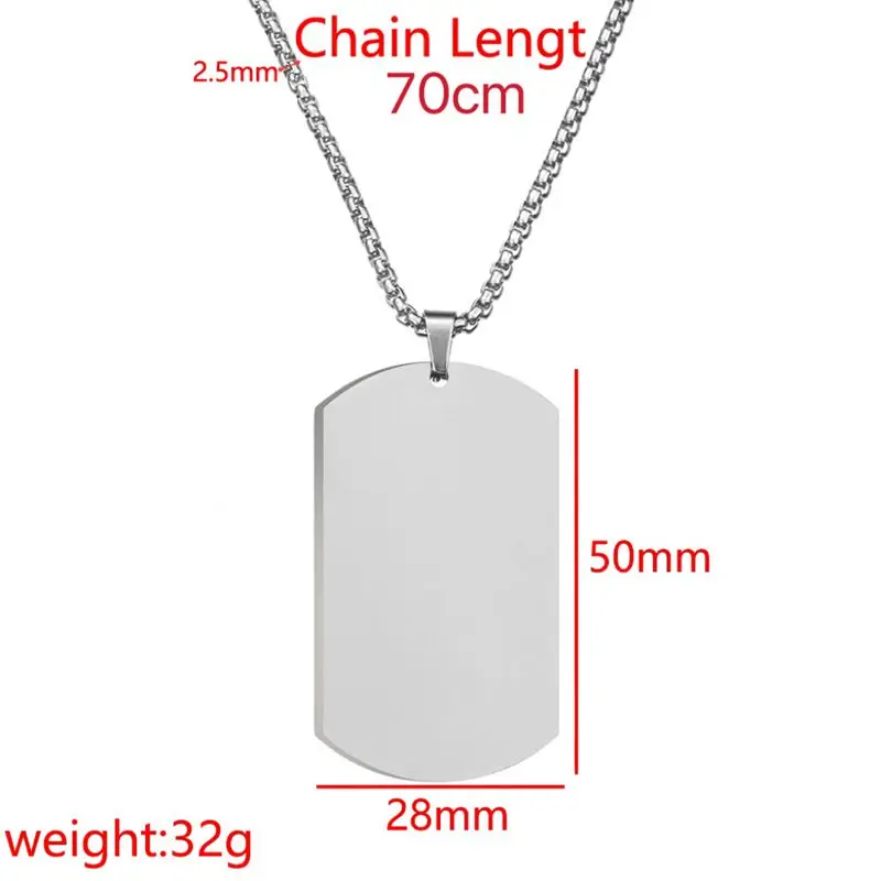 10 pieces Mirror Polished Stainless Steel Hip-Hop Military Brand Necklace for Man Fashion Charm Necklace Support Laser Engrave