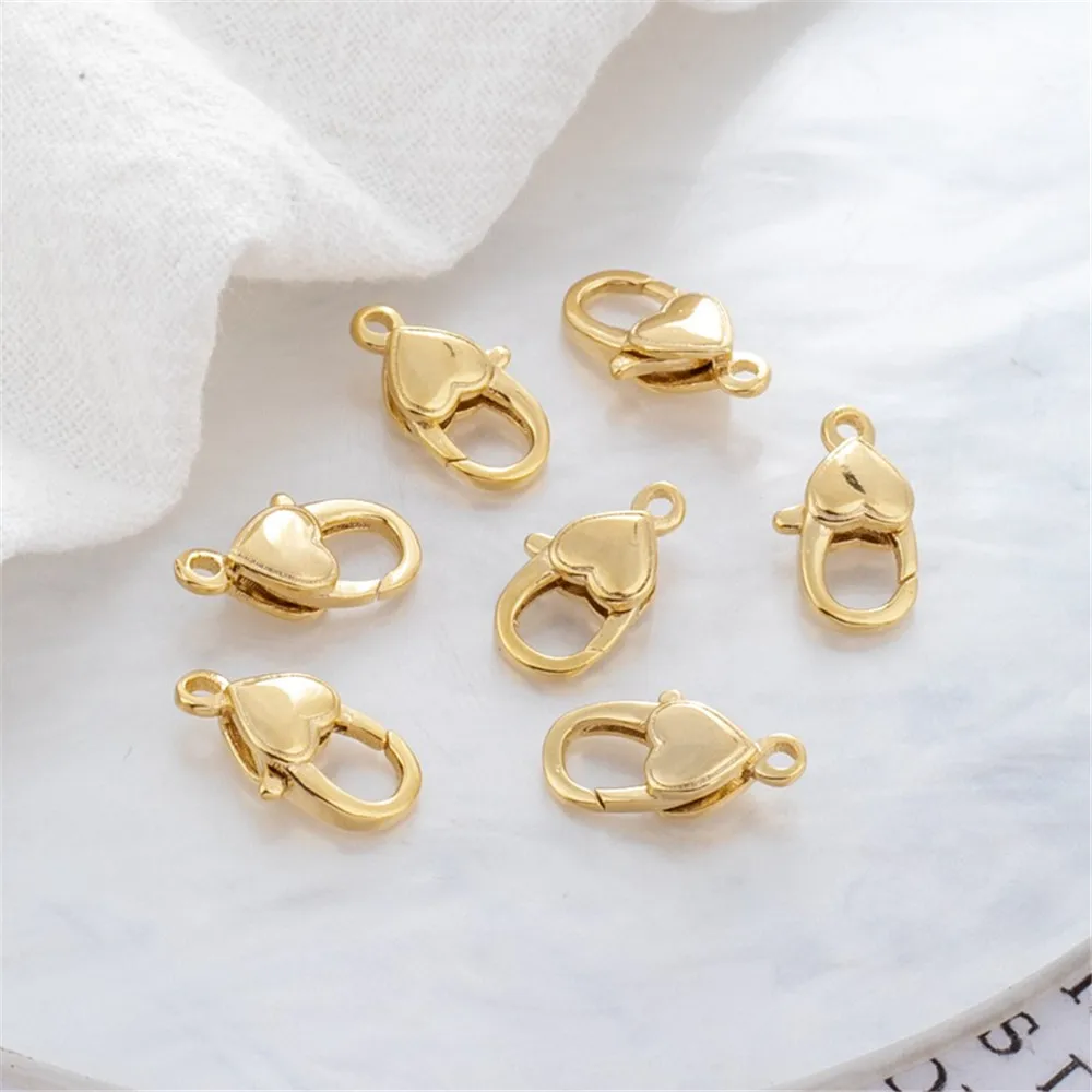 Love Spring Buckle Lobster Buckle, Heart Connection Buckle, Bracelet Necklace, Elastic Buckle, DIY Accessories, 14K Gold