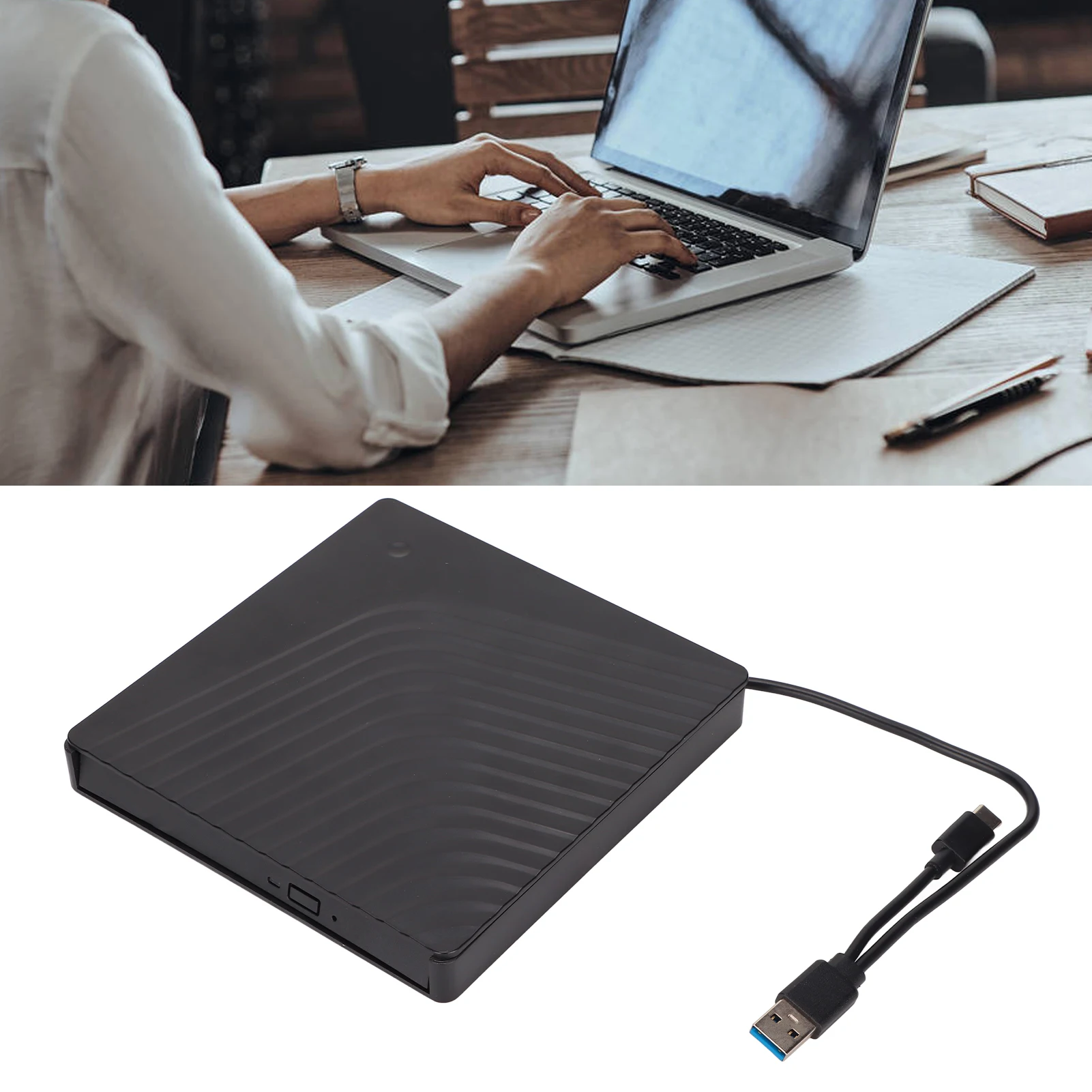 Laptop Optical Drive Enclosure Good Compatibility 5 Gbps USB3.0/USB2.0 External DVD Drive for 12.7mm/9.5mm SATA DVD RW Drive