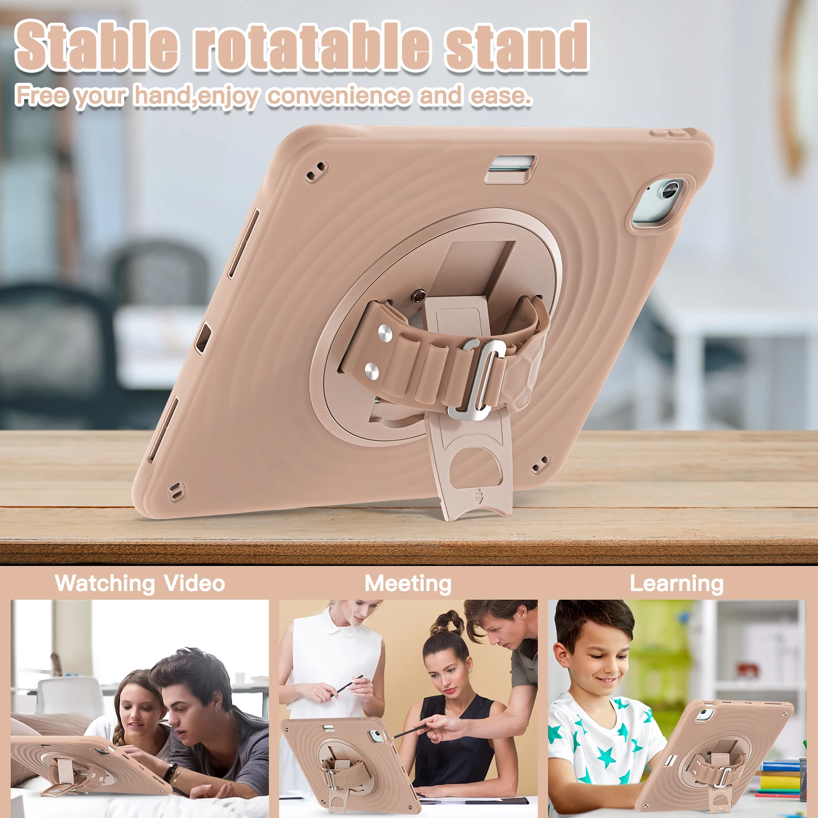 

Rotating Hand Strap Case For iPad Air Pro 13 11 2026 M4 2025 M5 M3 2024 M2 Air 4 5 Pro 11 12.9 2018-2022 Heavy Duty Stand Cover