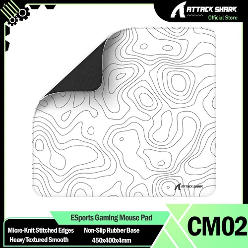 ATTACK SHARK CM02 Alfombrilla de ratón para juegos eSports, alfombrilla de ratón grande con revestimiento resistente al agua, superficie de control suave y texturizada pesada