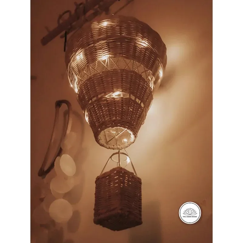 Hot air balloon hanging basket Nordic style children's room photography creative pendant shooting props living room study