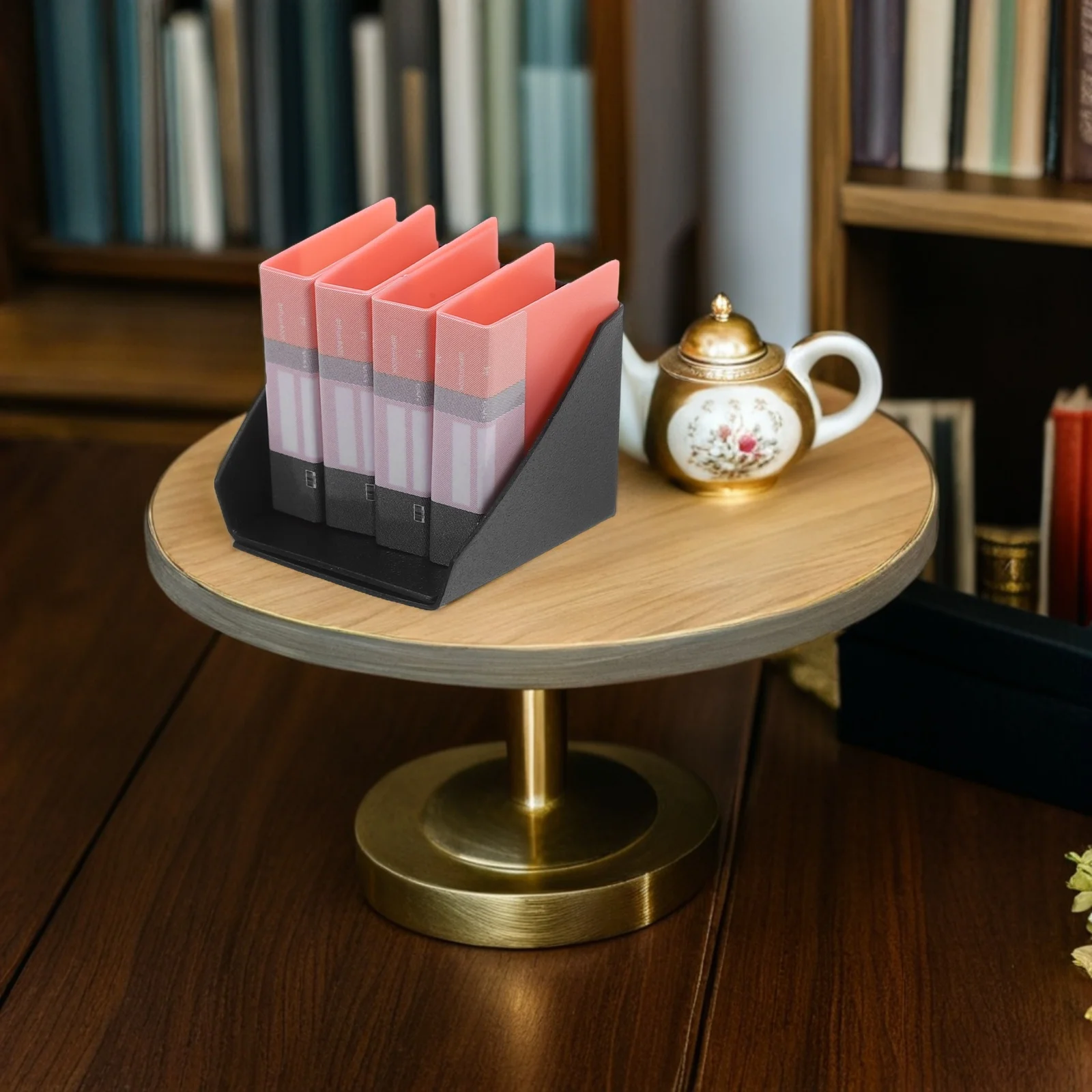 1 Satz Miniatur-Aktenordner aus farbigem Kunststoff, Büro-Dokumentenhalter für Puppenhaus-Dekoration und Rollenspiel-Zubehör