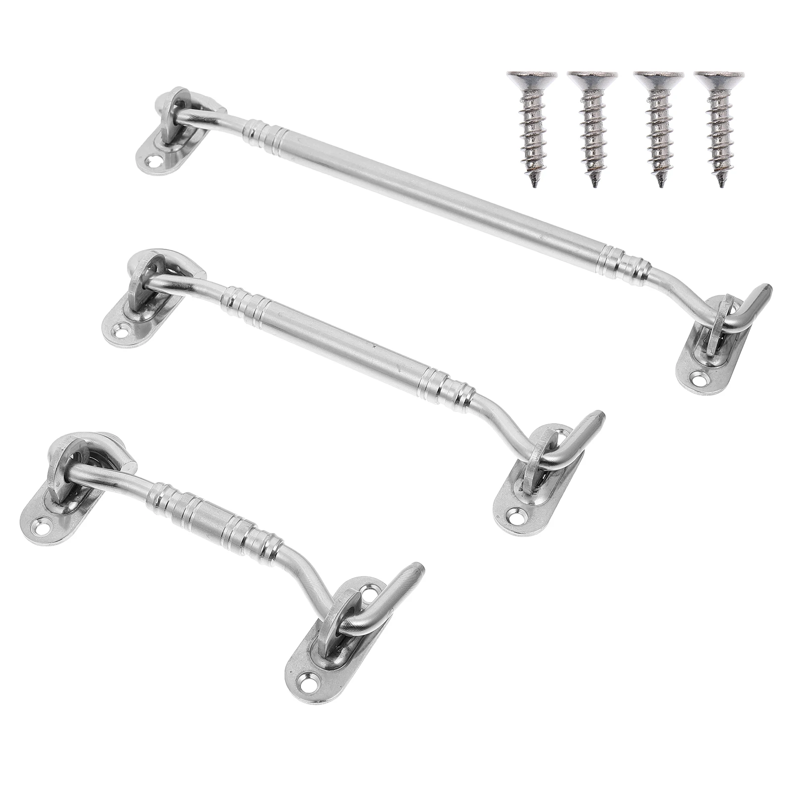 

3 pcs Stainless Steel Window Catch Hook Heavy Duty Gate Latch Door Hooks Cabin Lock Windproof Reinforcement Long Service Life