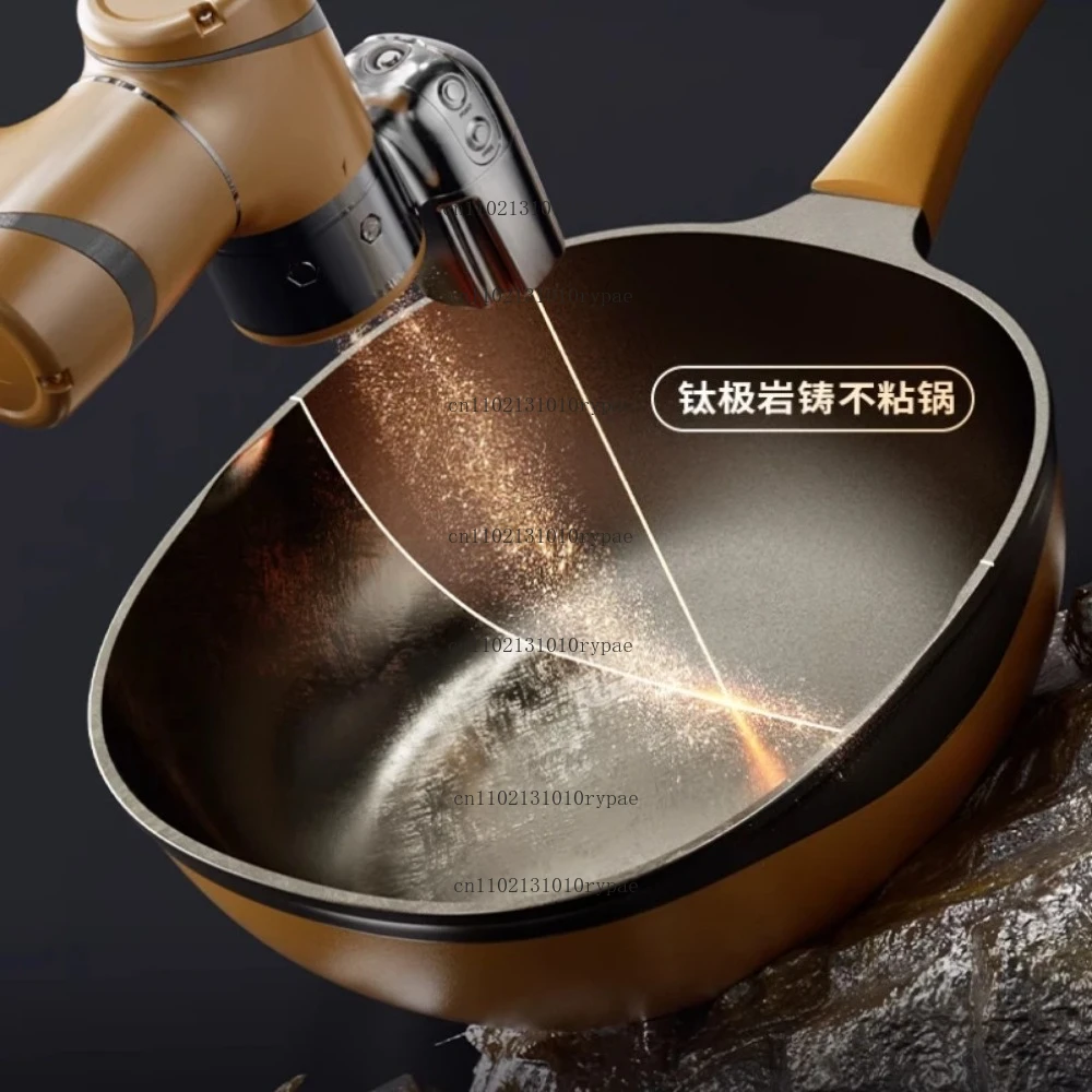 Non-stick pan Titanium casting wok Genuine gas stove Induction cooker Household wok Stove De Cocina steamer