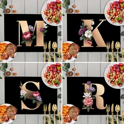 A-Z 26 Letter Print Restaurant Insulated Placemat Alphabet Kitchen Tablecloth Non Slip Coffee Cup Coaster Kitchen Dish Pads Gift