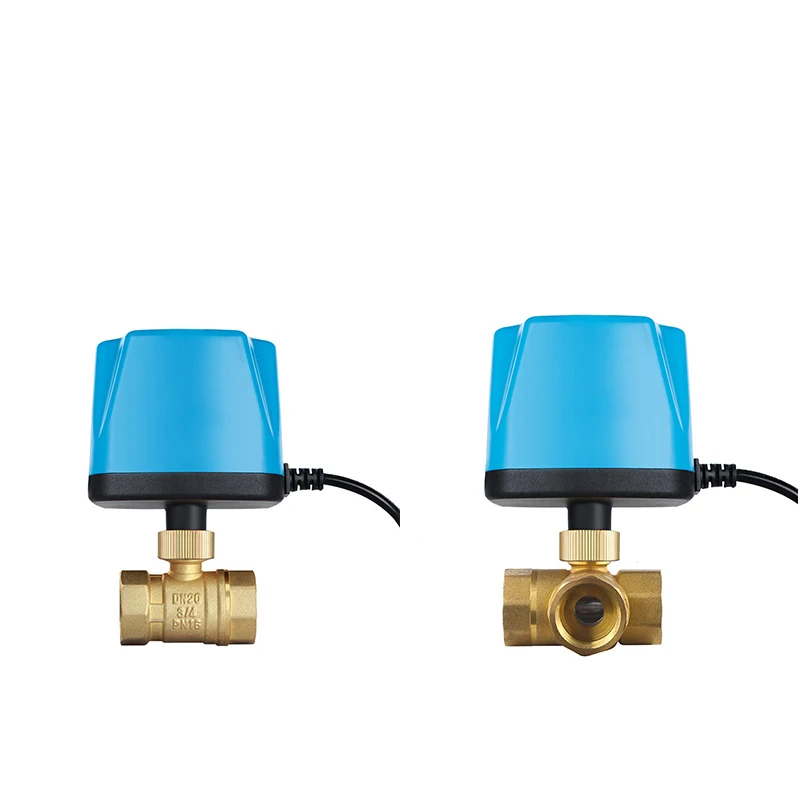 DN15 DN20 DN25 DN32 DN40 DN50 2 طرق 3 طرق DC12V-24V AC220V صمام كروي نحاسي بمحرك 3 أسلاك 2 صمام كروي كهربائي للتحكم