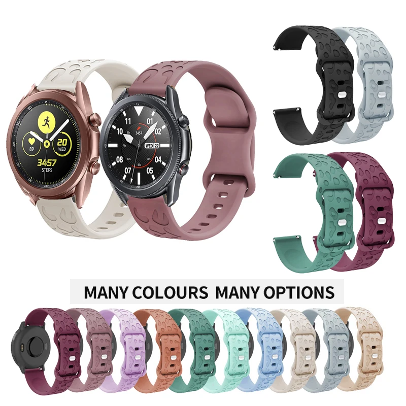 

Universal 20 22mm Strap Engraved Leopard Silicone Band For Samsung Galaxy Watch 3 41mm 45mm / Watch 4 5 6 7 40mm 44mm Bracelet