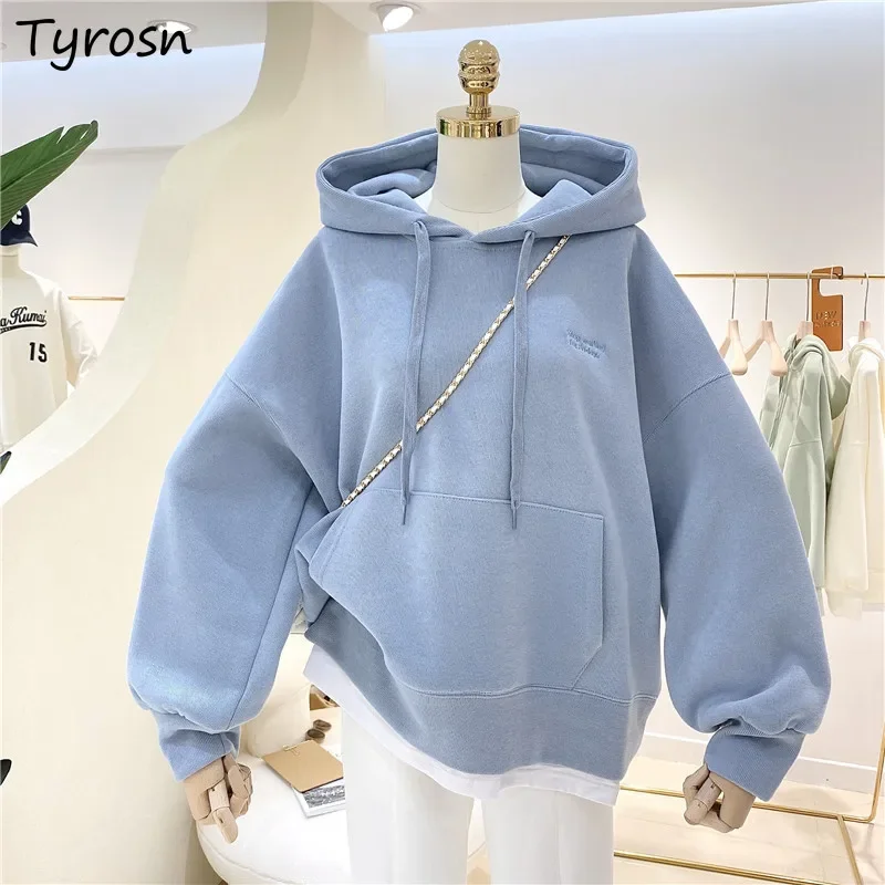 

Женские толстовки с капюшоном с буквенным принтом, бархатные студенческие толстовки с передними карманами, повседневные корейские версии, Harajuku, американские уличные толстовки Y2k