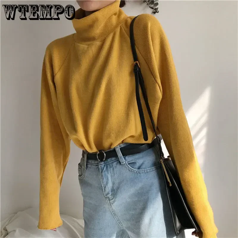 Turtleneck Jumper Sweater Women Warm Thin Knit Loose White Pullover Knitted Basic Spring and Autumn Top Pulls Sueter Mujer