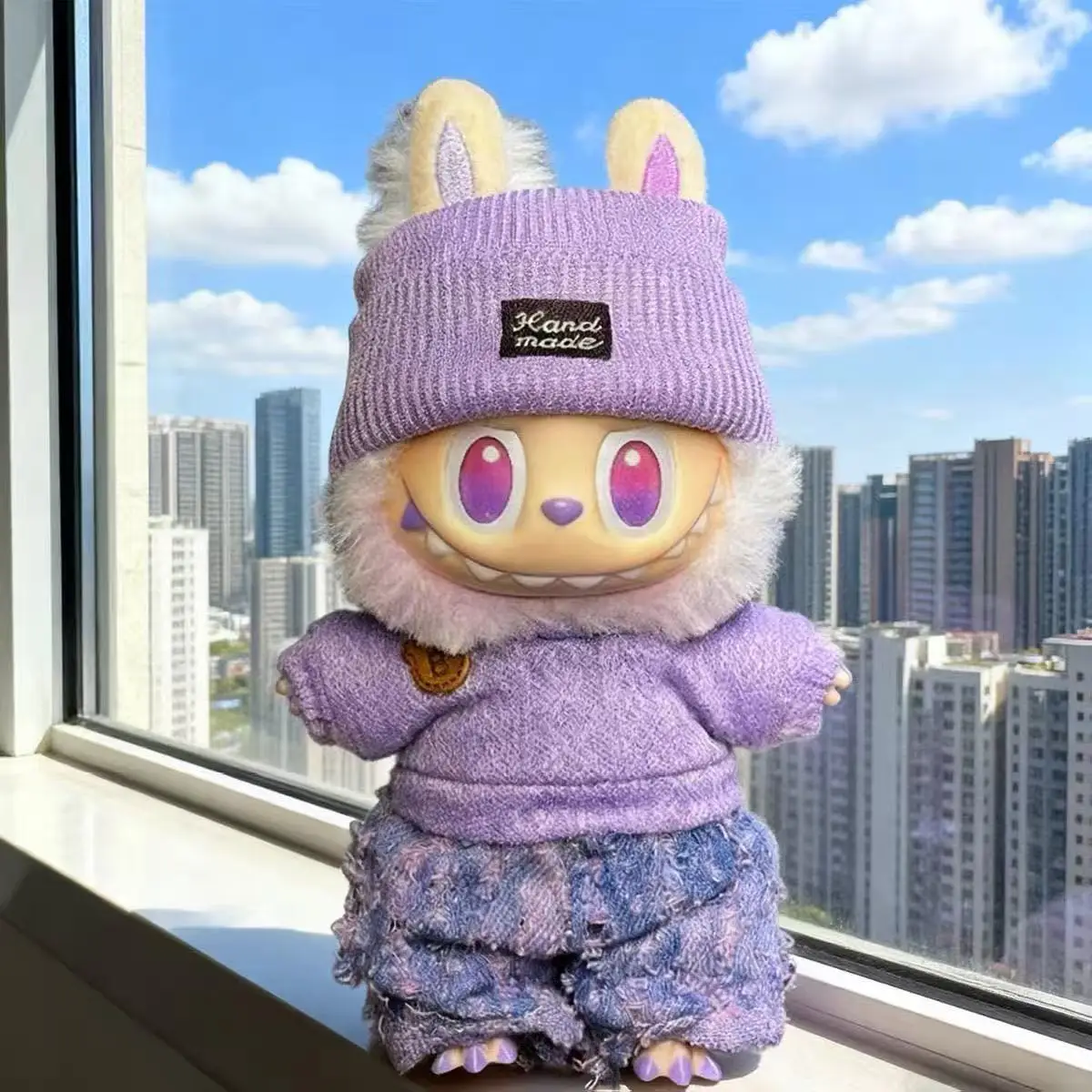 Ubranka dla Labubu, designerski strój, kostium, akcesoria dla lalek 17 cm, odzież, kombinezon Labubu, słuchawki, buty, zestaw z torbą