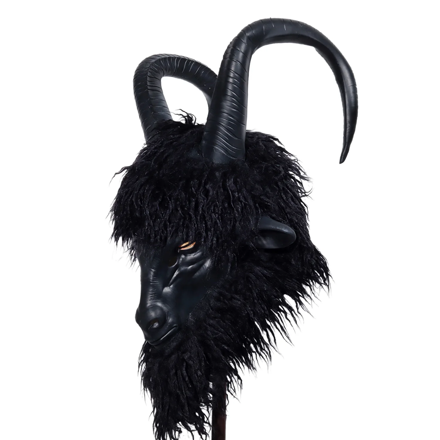 Böse schwarze Phillip-Ziegenmaske, Cosplay, Tierziege mit großen Hörnern, Latexhelm, Halloween, Karneval, Purim, Party, Kostüm-Requisiten