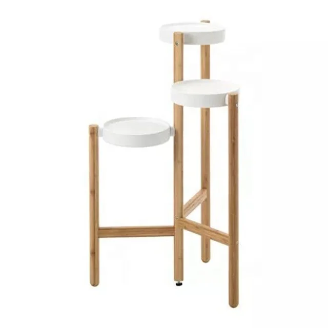 

Durable in use bamboo white plant stand with plant pots