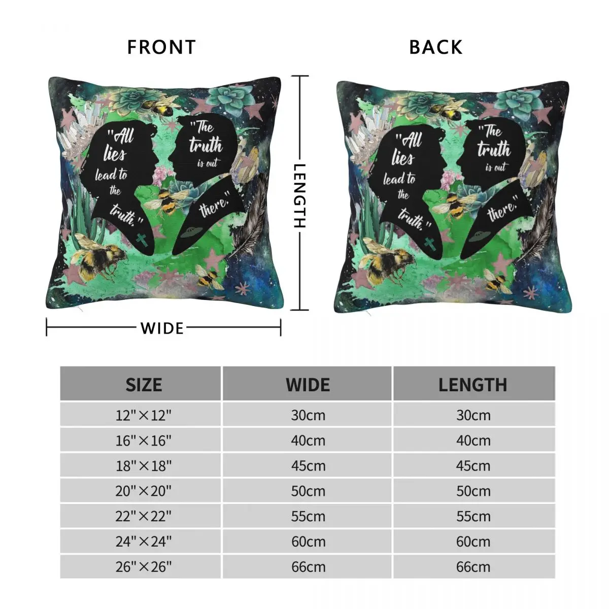 X-Files Mulder Scully Pillowcase Polyester Linen Velvet Printed Zip Decor Pillow Case Bed Cushion Cover