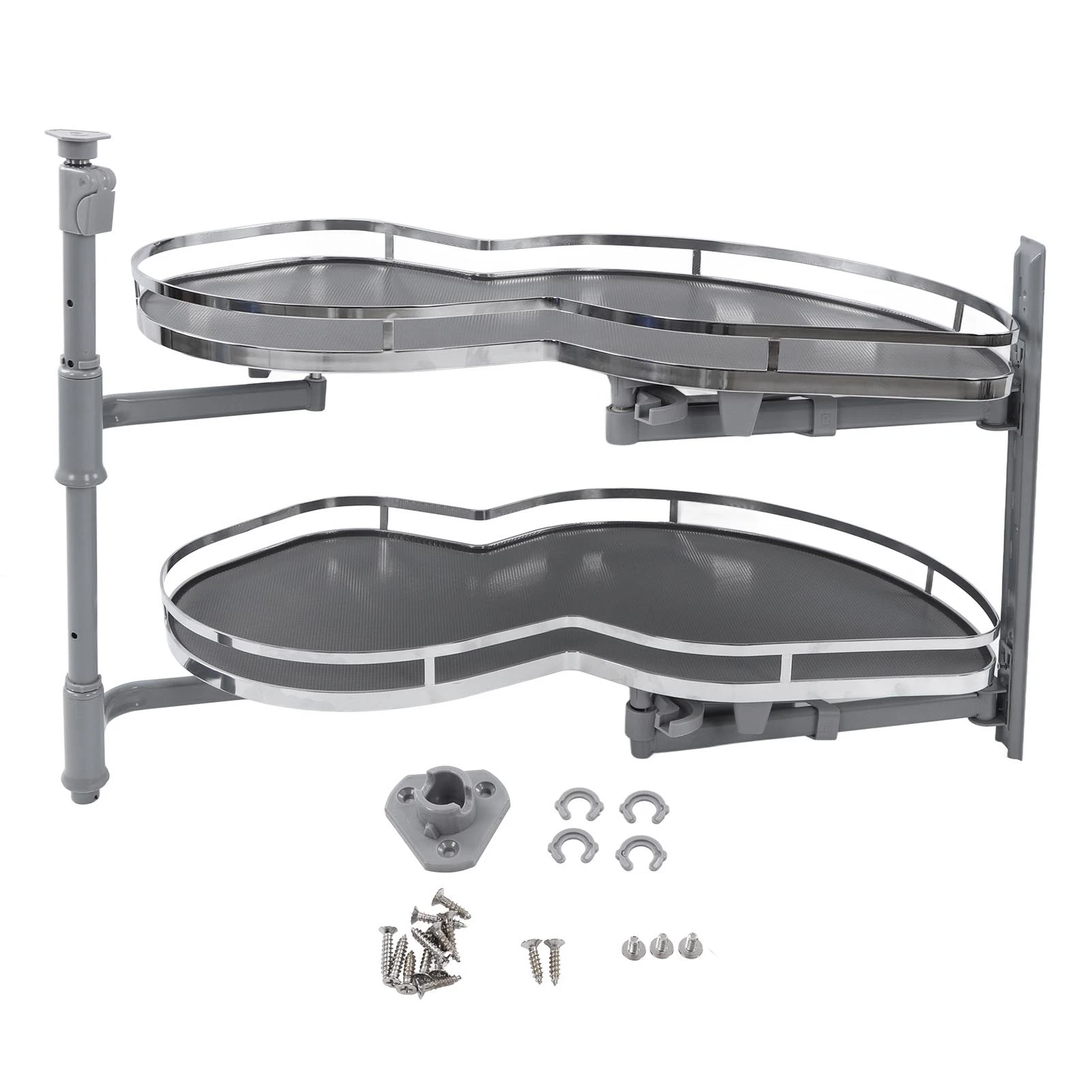 Blind Corner Cabinet Shelf Strong Load Bearing Stable Placement Blind Corner Cabinet Tray Height Adjustable 2 Tier for Kitchen