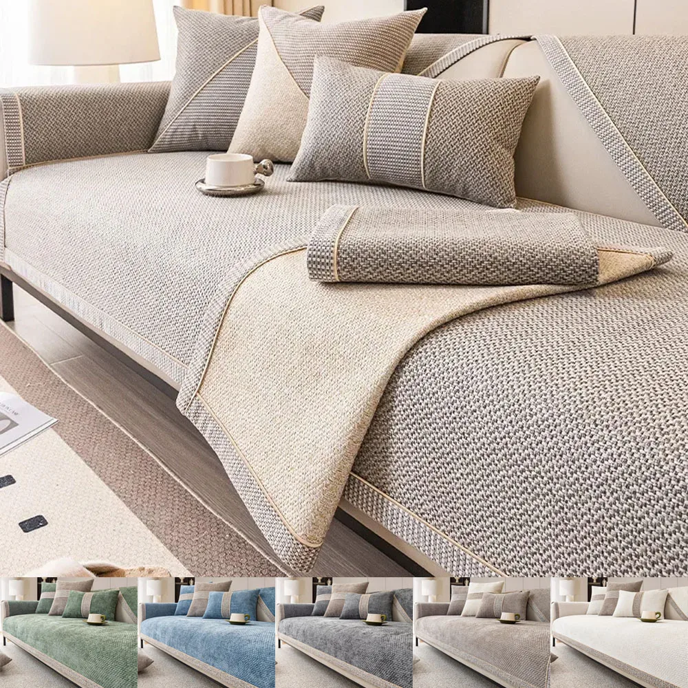 

Linen Sofa Cushion for All Seasons Universal Non-slip Sofa Cover Cover New 2024 Backrest Cover Cloth Towel Woven Cotton 1PC