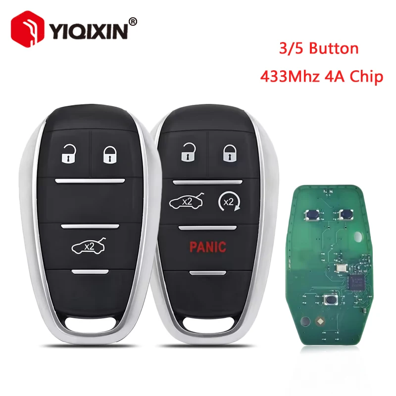 

3/5-кнопочный 433 МГц 4A чип смарт-ключ дистанционного управления для Alfa Romeo Giulia Stelvio 2015 2016 2017 2018 2019 2020 без вырезанного лезвия без ключа Go