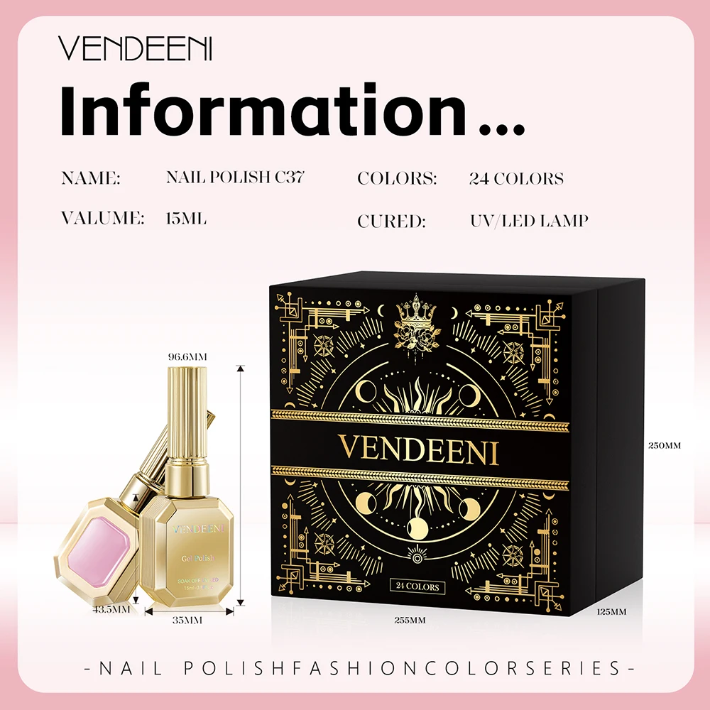 Vendeeni 24 Farben Gel-Nagellack-Mix-Set, Macaron-Farben, Glitzer-Pailletten, Gel-Lack, Magnetischer Katzenaugen-Gel-Lack mit Display – Detail 8