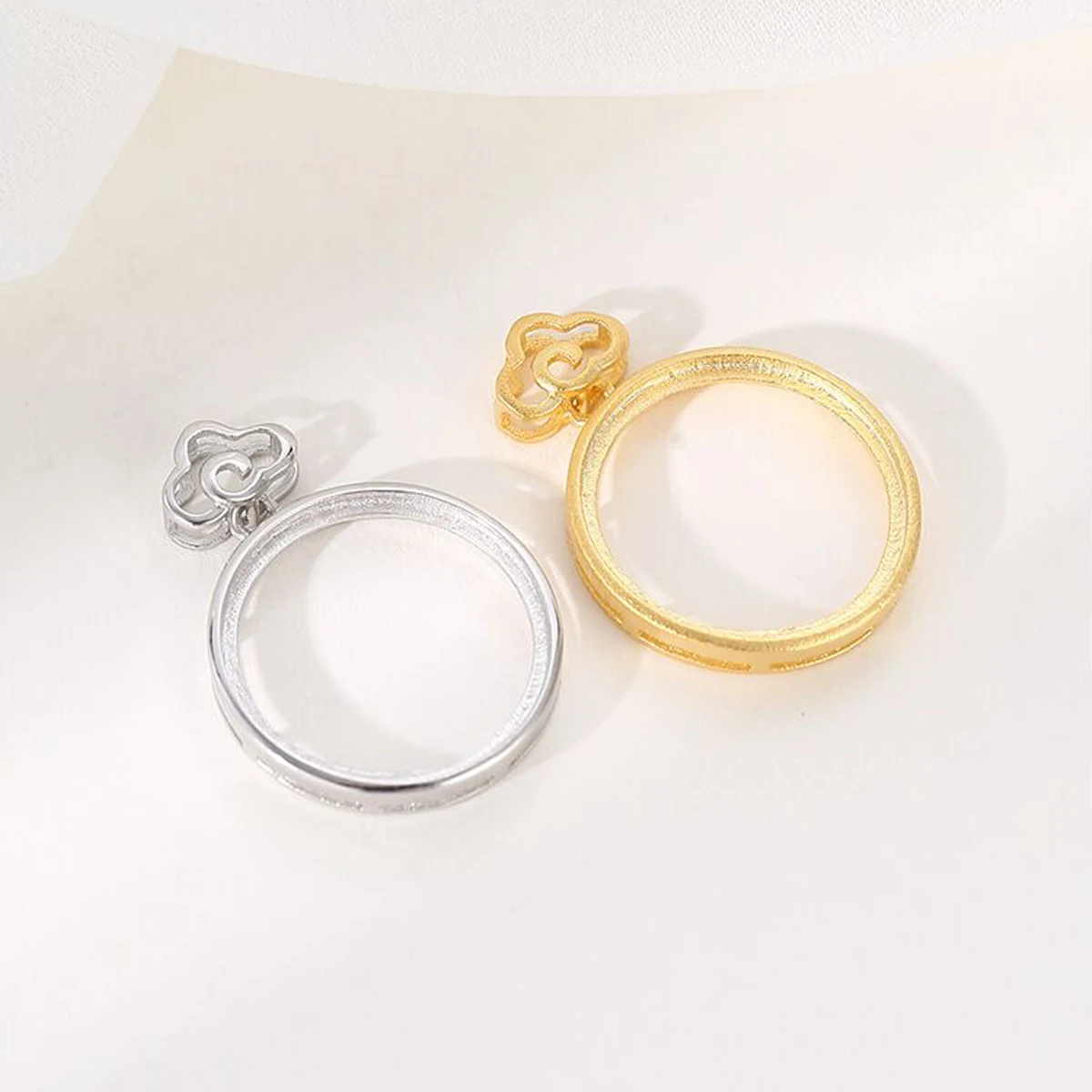 925 فضة قلادة صينية قاعدة فارغة لإعداد 10-15 مللي متر كابوشون مستديرة عقد دي اي واي حلية صنع المجوهرات #2