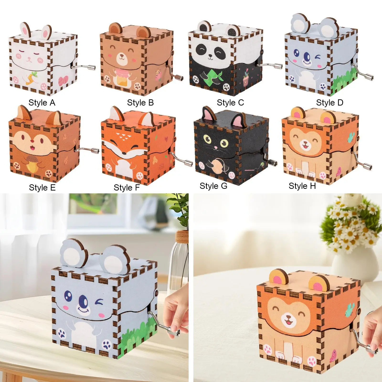 

Wooden Music Box 3D Puzzles Crafts Development Toy Ornament Hand Crank Musical Boxes for Birthday Day Friends