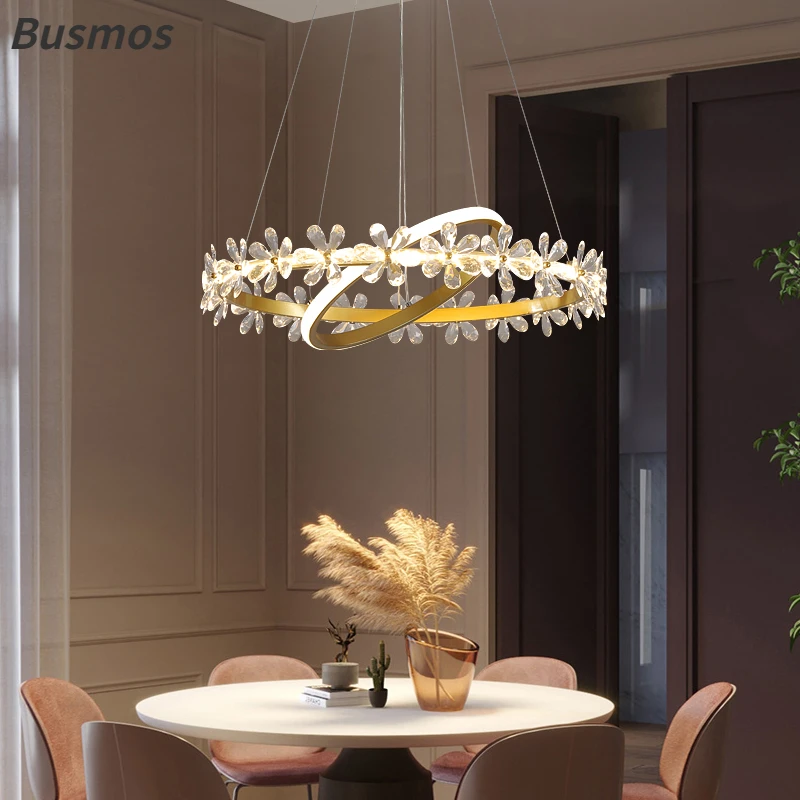 Luz nordic luxo coroa lâmpada de cristal flor led lustre restaurante lâmpada moderna ins tendência estudo banquete salão iluminação da lâmpada