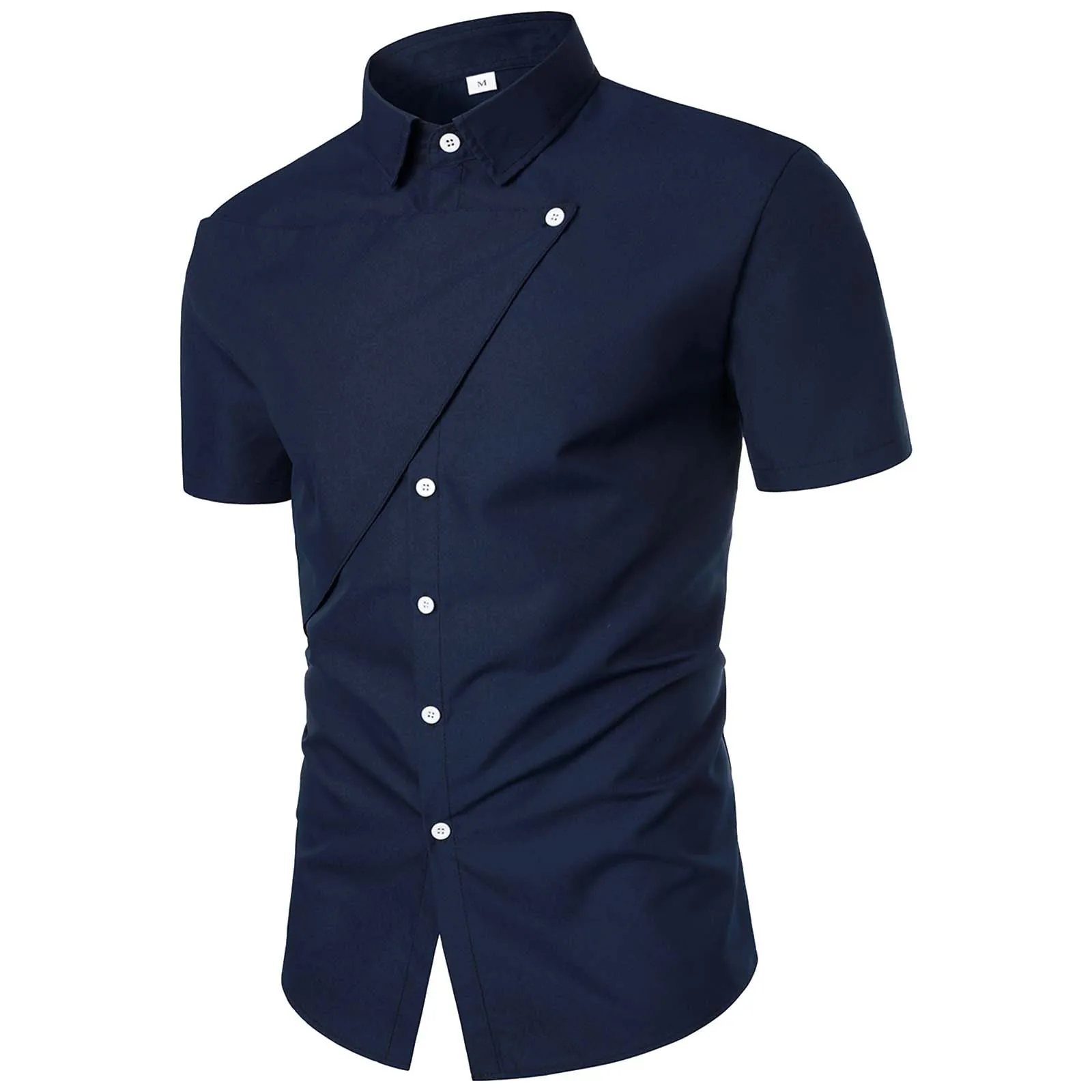 Short Sleeve Shirt Simple Mens Top Fashion Solid Color Buttons Shirts Turndown Collar Slimming Male Blouses Camisas De Hombre