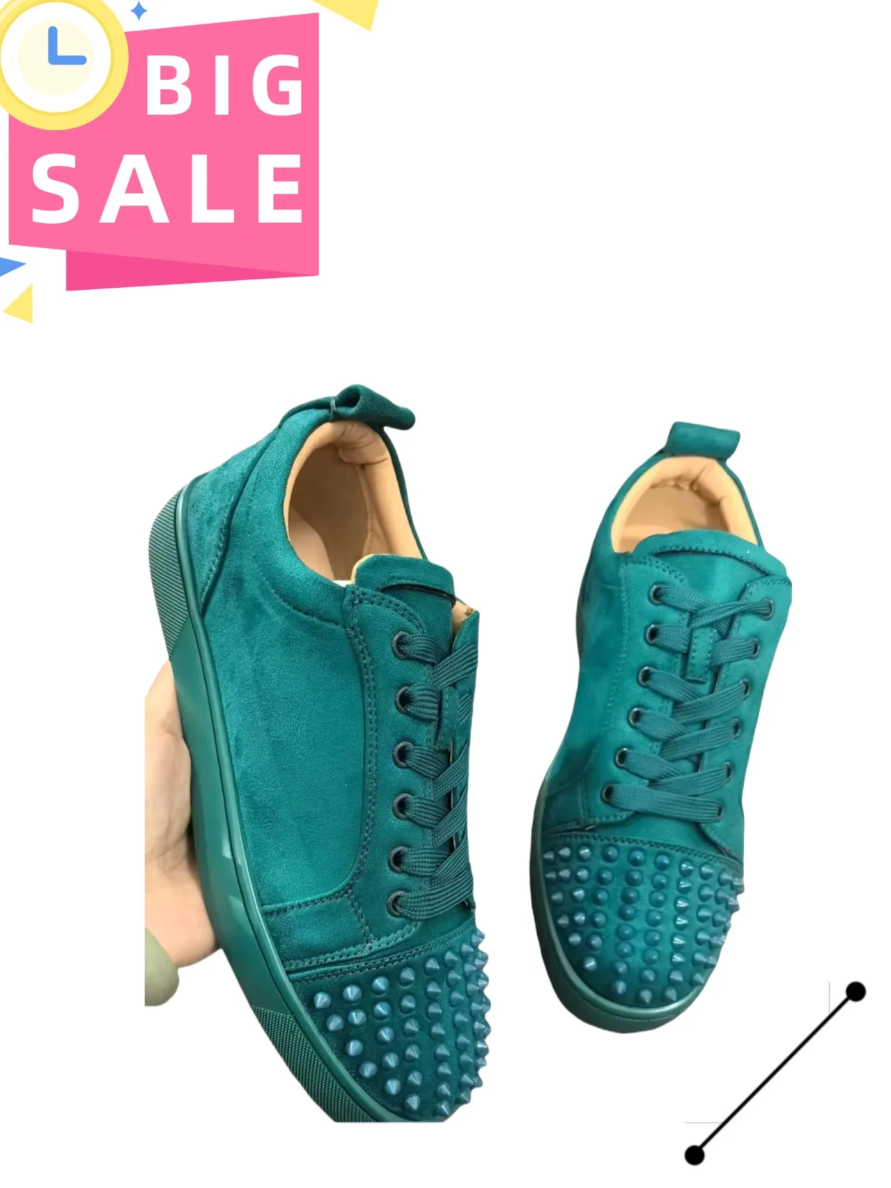 

Spring 2025 New Round Toe Flat Strap Rivets Decoration Green Men's Casual Sports Shoes Comfortable Daily Men Office Shoe