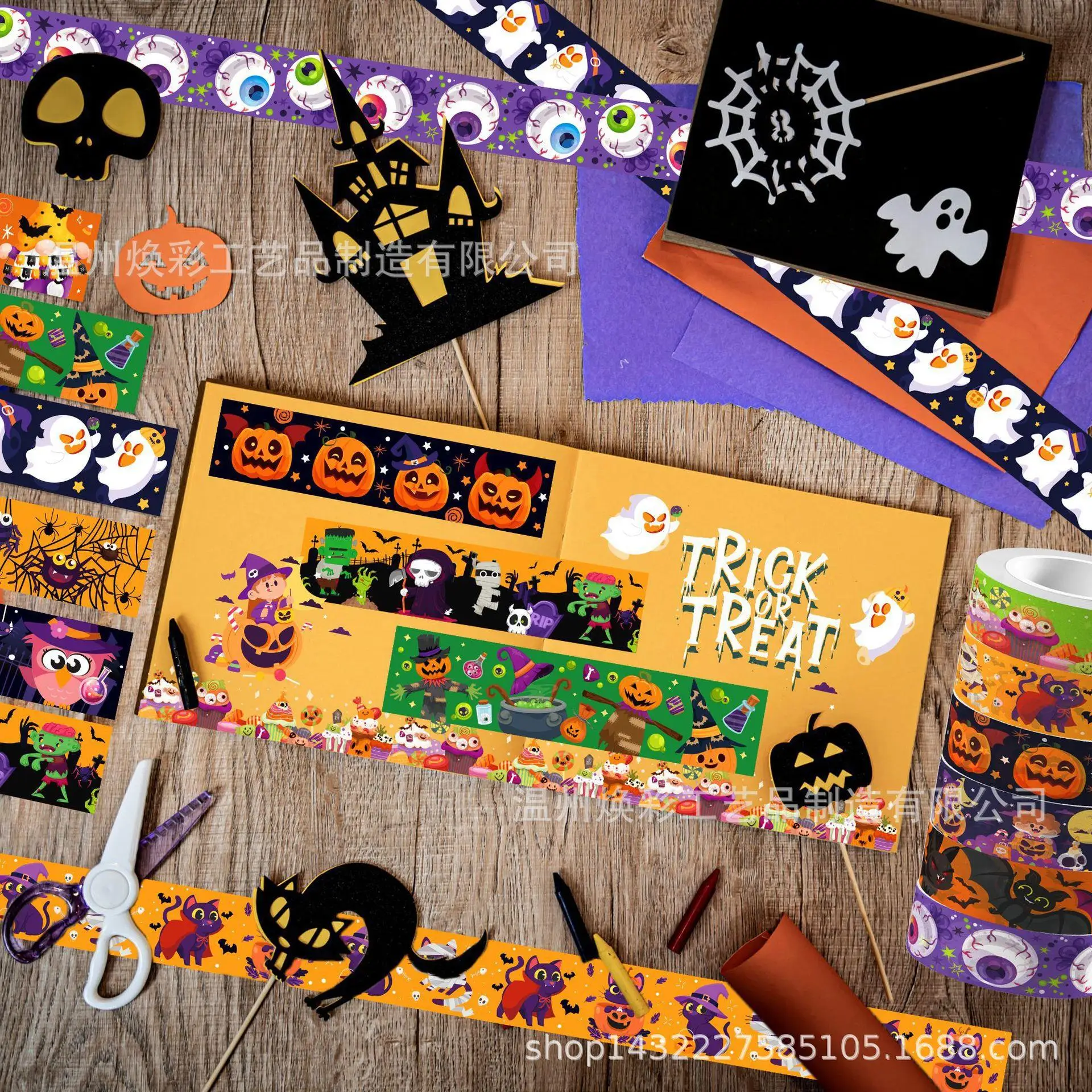 Halloween Pumpkin Rolo Transparente Adesivo e Fita De Papel, DIY Handbook Material Washi Tape