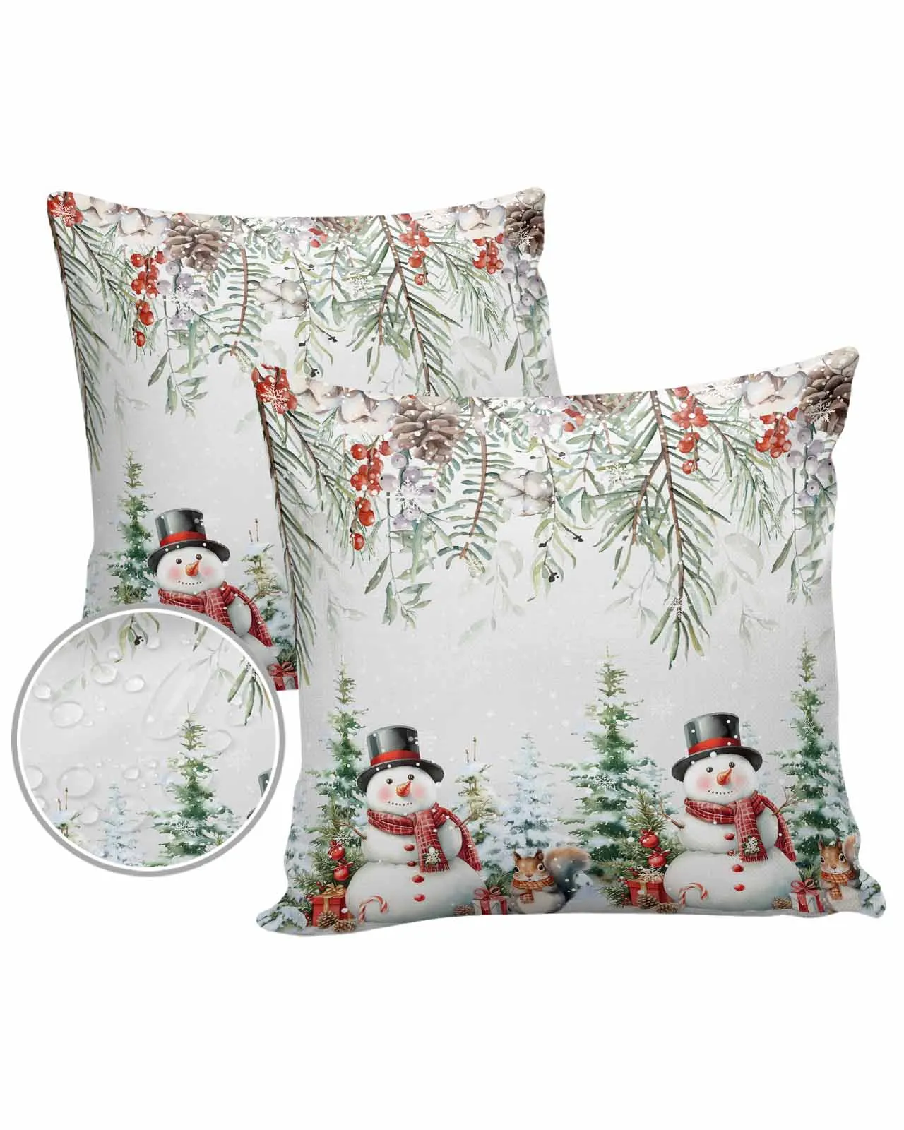 2/4PCS Christmas Berry Pine Snowman Tree Squirrel Decorative Sofa Throw Pillow Cover Case Garden Patio Cushion Covers