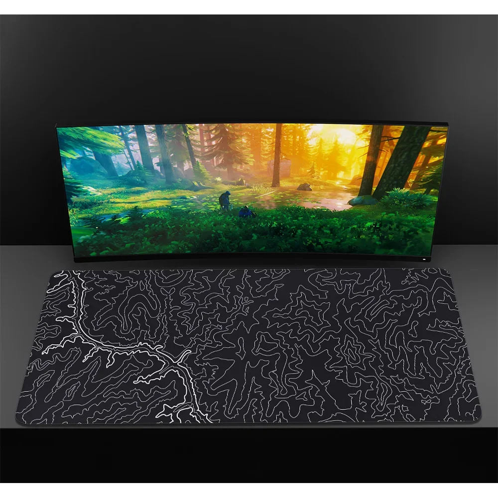 أبيض وأسود خط لوحة المفاتيح حصيرة Kawaii ماوس الوسادة 900 × 400 ماوس ألعاب الكمبيوتر ملحقات الألعاب Deskmat الجدول منصات Mausepad