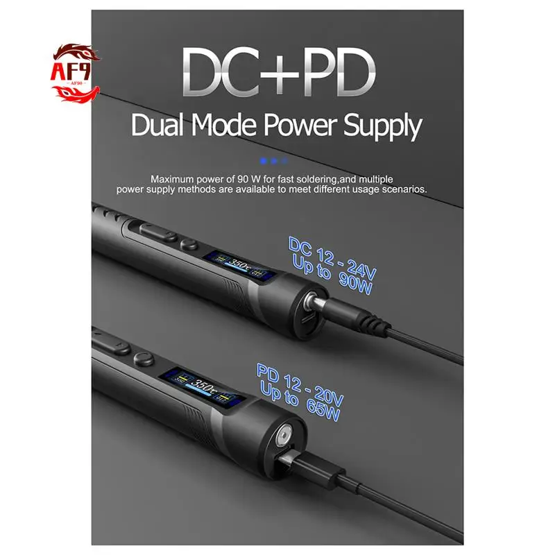 

AF90-T65-SP Smart Electric Soldering Iron PD+DC 90W Power Rapid Heating 150-450℃ Adjstable Temperature Voltage Welding Iron