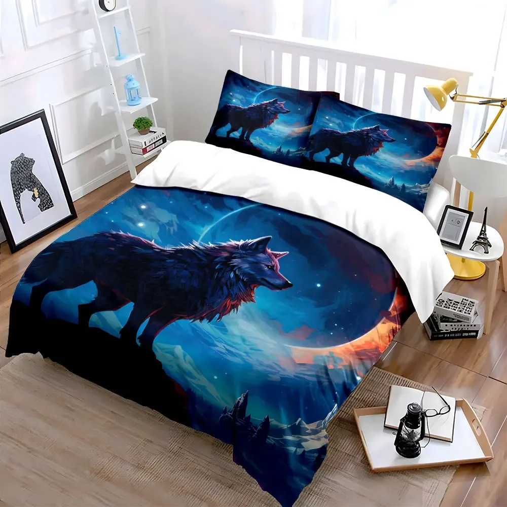

"Wolf Art Three-Piece Set" Soft Comfortable Duvet Cover Bedding Set Included 1*Duvet Cover & 2*Pillowcases, gift
