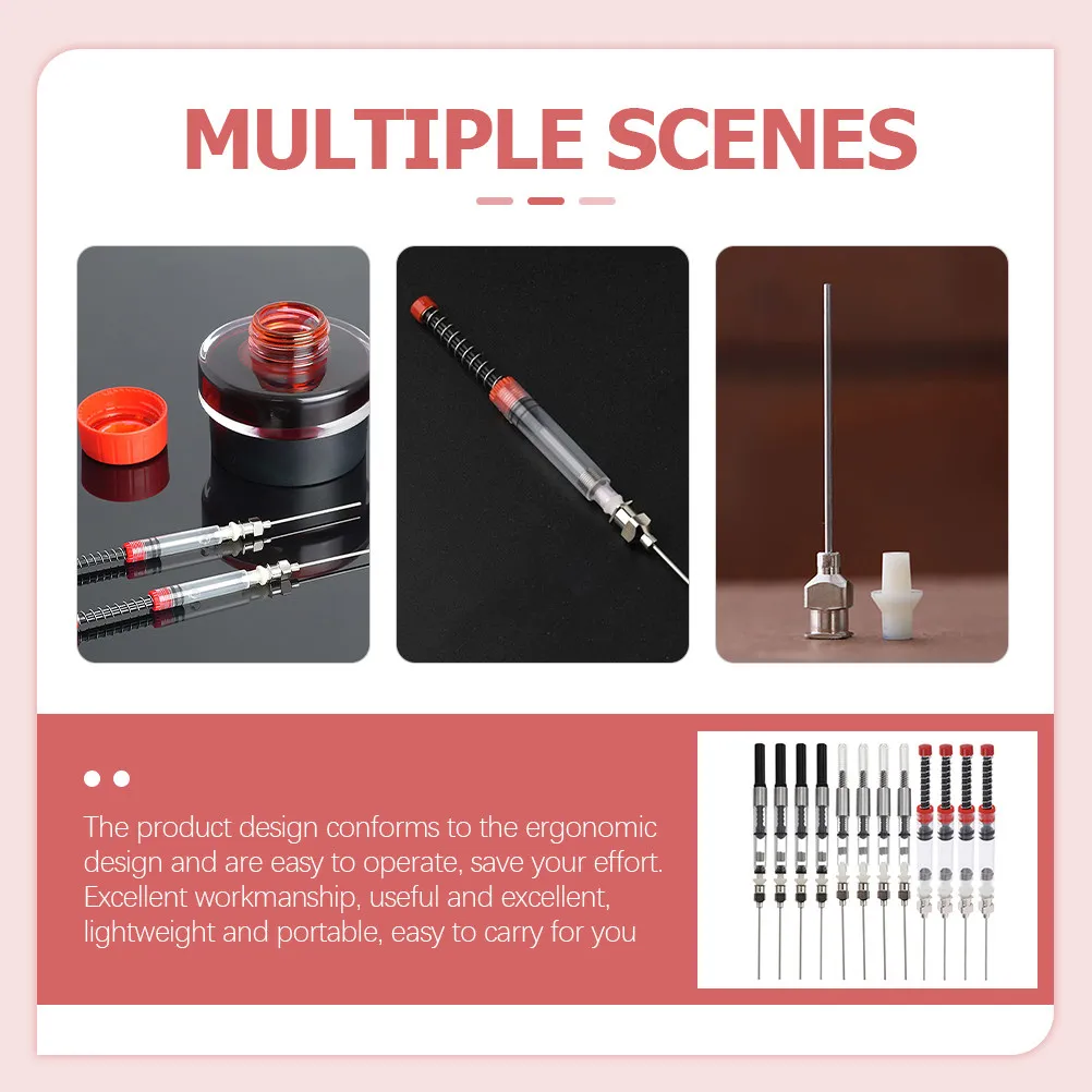 

12Pcs Pen Ink Auxiliary Absorber Sturdy Plastic Material Simple Operation Easy to Carry Ink Syringe Syringe Pen