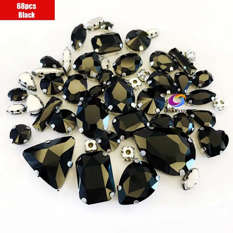 68Pcs Mix Kristall Splitter Klaue Einstellung Strass Nähen Kleiden Für Handarbeit Stein DIY Nähen Auf Hochzeit Kleid Schuhe Taschen – Detail 3