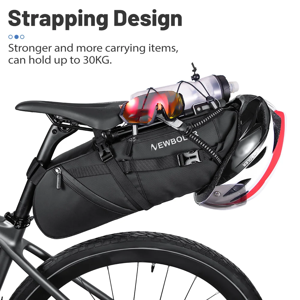 NEWBOLER 18L Fahrrad-Satteltasche, wasserdicht, für MTB, Rennrad, große Kapazität, faltbare Fahrradtasche, Hecktasche, Zubehör für den Kofferraum – Detail 14