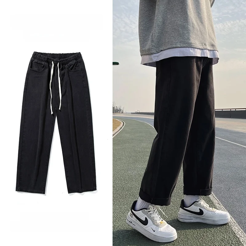 

Faionable Loose Straight Leg Men's Jeans Casual Spring Autumn Wide Leg Loose Fit Youthful Sle Classic Blue Denim Pants