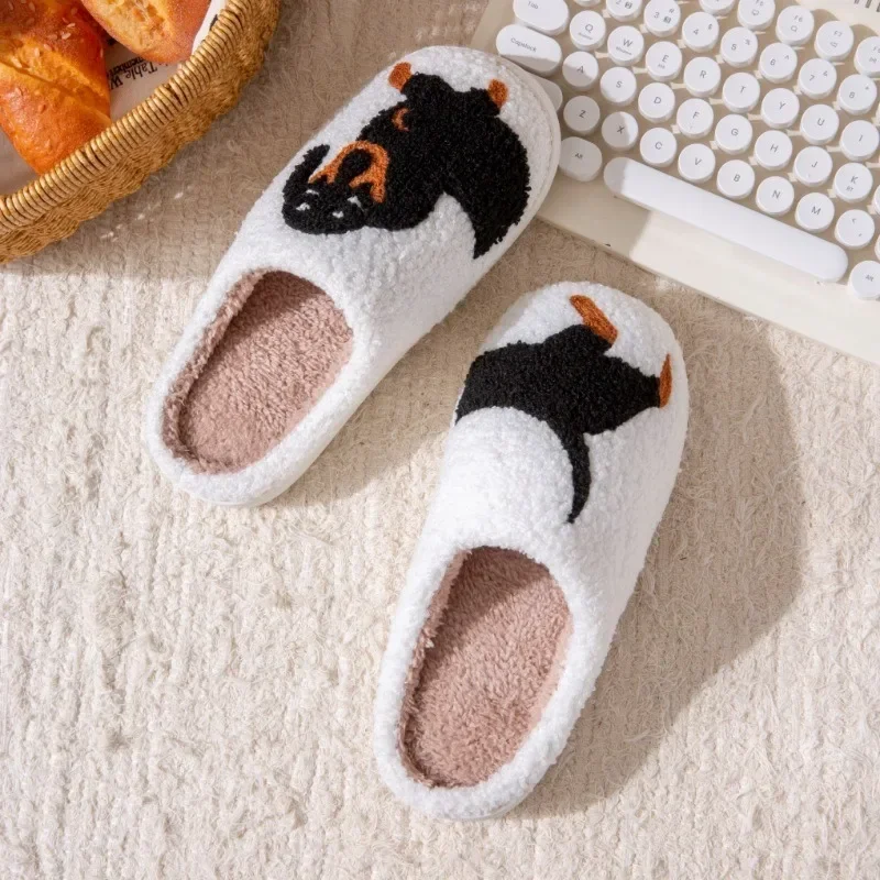 2024 Hot Style European and American Cotton Slippers for Men and Women At Home Winter Dachshund Embroidered Warm Indoor