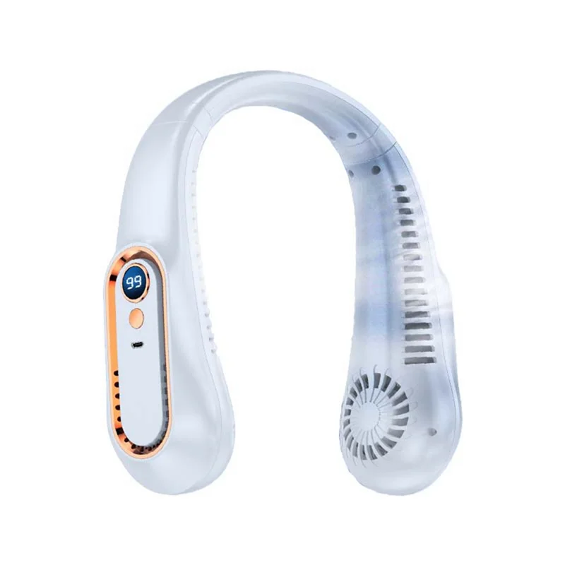 مروحة USB شحن USB مروحة كهربائية معلقة مروحة الرقبة اللاسلكية المحمولة مبرد الهواء مراوح كهربائية خالية من الشفرة قابلة للشحن كتم المشجعين، أ