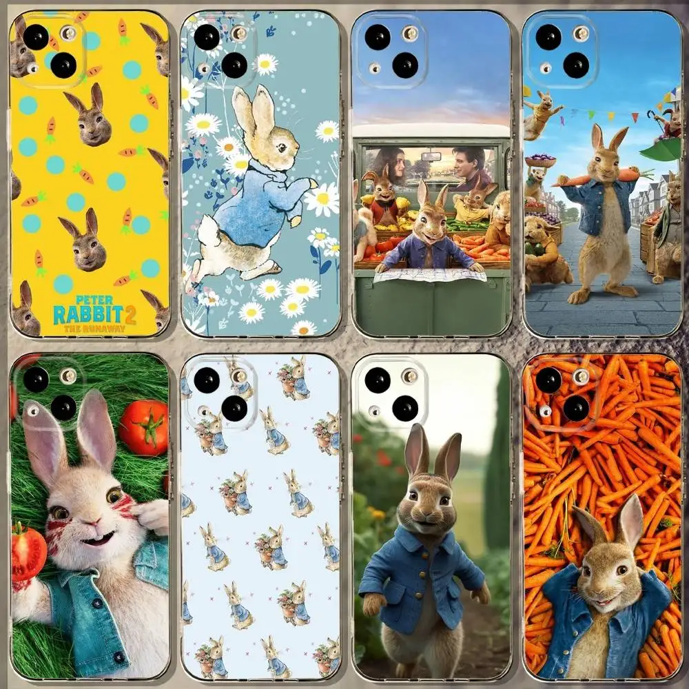 

P-Peter Rabbits Phone Case For iPhone 16,15,14,13,12,11 Plus,Pro,Max,XR,XS,X,7,8 Plus,SE,Mini Soft Transparent Cover
