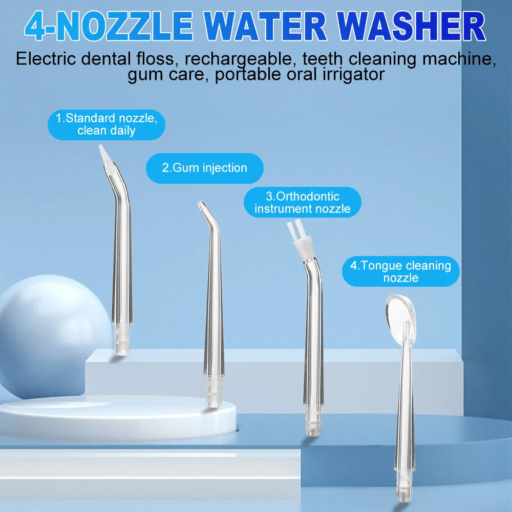 USB Rechargeable Oral Irrigator Portable Electric Water Flosser Pulse Technology 4 Nozzles Teeth Cleaner Oral Hygiene