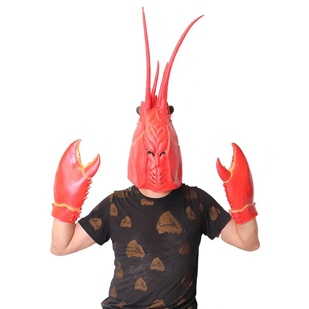 

Halloween Party Funny Lobster Mask Stand Out And Have Fun Theme Cosplay Suit Lobster Hat Party Latex Funyny Gift