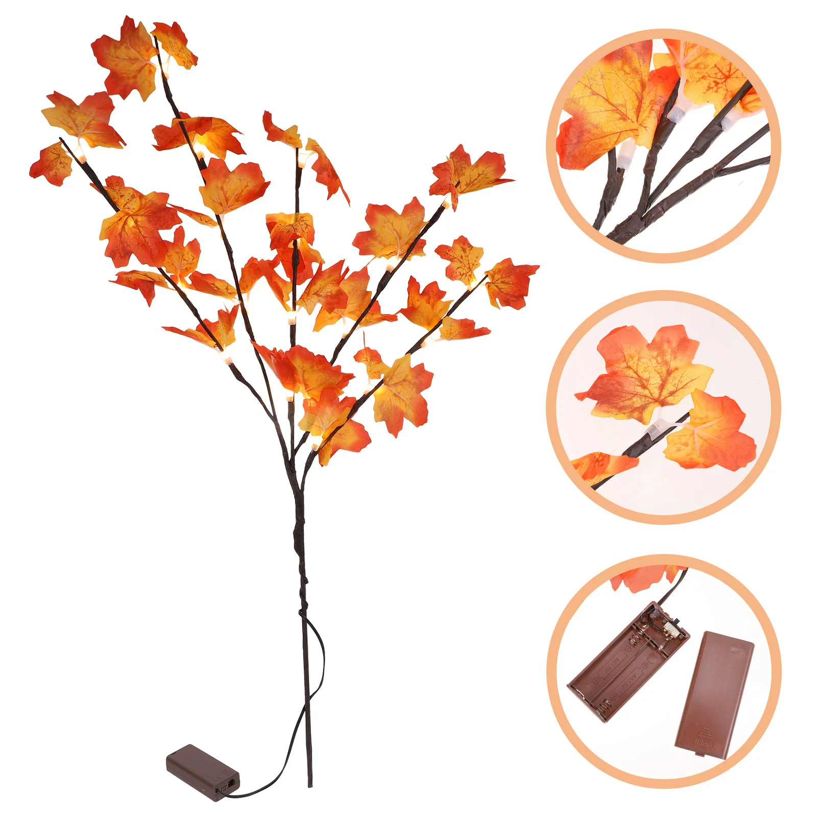 

Artificial Leaves Glowing Maple Leaf Cuttings Home Decor Branch Light Christmas Decorative Orange Silk Cloth