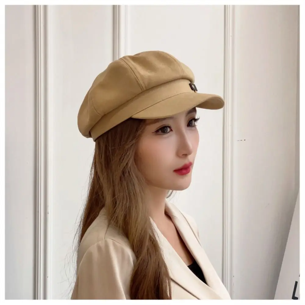 Vintage Beret Newsboy Hat Adjustable Autumn Winter Hat Cabbie Beret Octagonal Cap Soft Woolen Beret for Women Beret Painter Cap